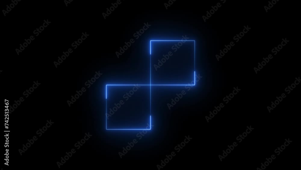 Neon glowing blue checker board icon animation in black background Neon glowing blue checker board icon animation in black background