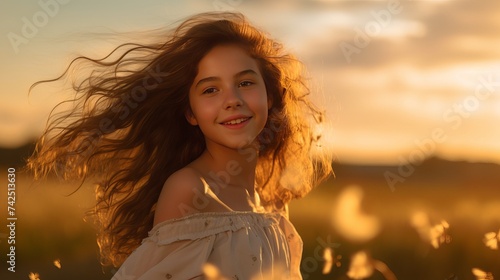 Teenage girl enjoy with sun in the evening glow © Elchin Abilov
