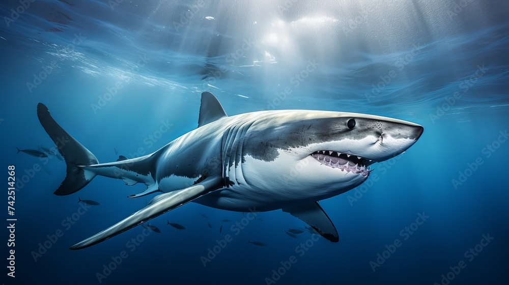 The great white shark in the big blue The great white shark in the big blue