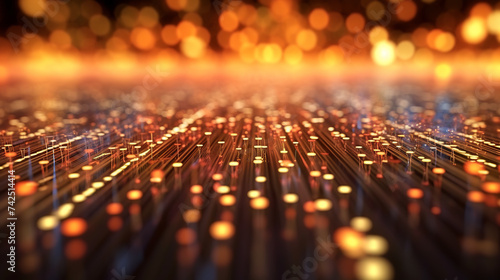 3d rendering, a close-up view of illuminated fiber optic cables creating a vibrant and dynamic visual effect