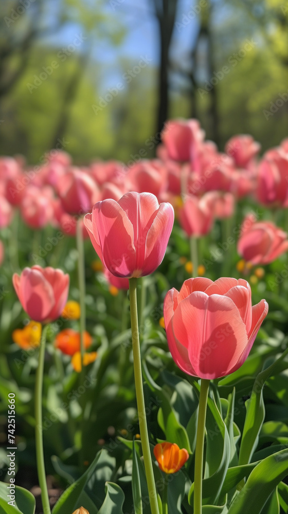 red tulips in the garden