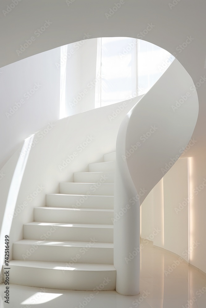 Obraz premium White spiral staircase in the house going up