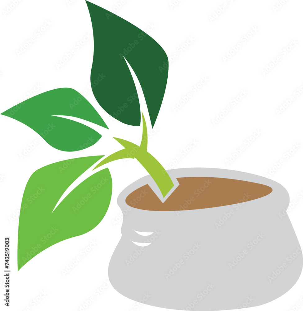 Growing plant on a sack with soil or compost. editable Clip Art. Growing plant on a sack with soil or compost. editable Clip Art.