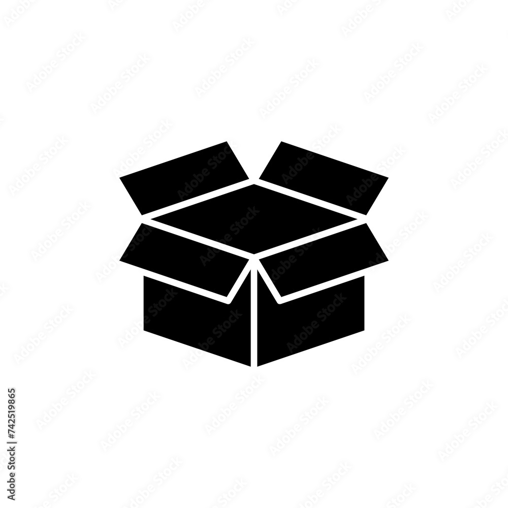 Box icon isolated on white background. Cardboard box, packaging open. Box vector icon Box icon isolated on white background. Cardboard box, packaging open. Box vector icon