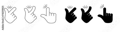 Thin line snap finger like easy logo. concept of female or male make flicking fingers and popular gesturing. linear abstract trend simple okey logotype graphic design isolated on white background
