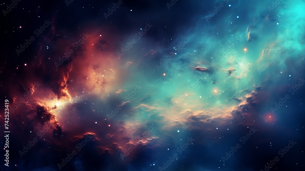 Abstract scientific background - galaxy and nebula in space. - obrazy, fototapety, plakaty 