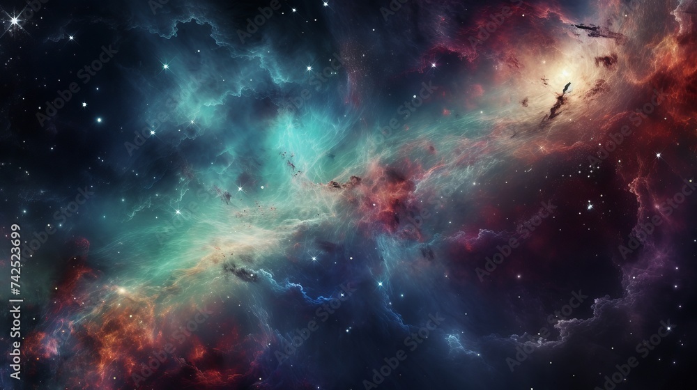 Abstract scientific background - galaxy and nebula in space.