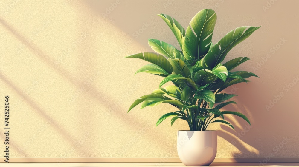 Side view illustration of green plant. Minimalist aesthetic, allowing focus on the plant. Copy space for text. Side view illustration of green plant. Minimalist aesthetic, allowing focus on the plant. Copy space for text.