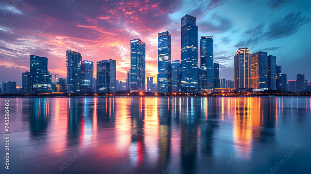 Fototapeta premium country skyline at sunset