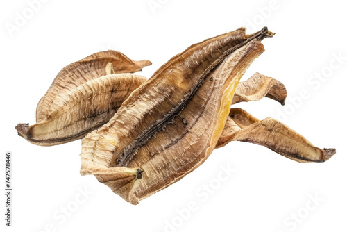 Dried Banana chips isolated on transparent background