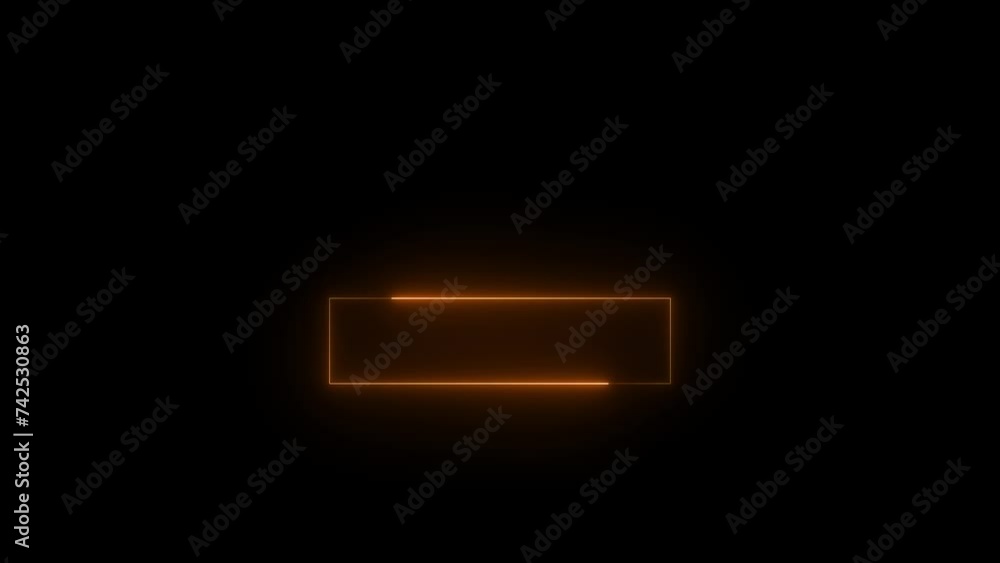 Neon glowing brown hyphen icon animation in black background Neon glowing brown hyphen icon animation in black background