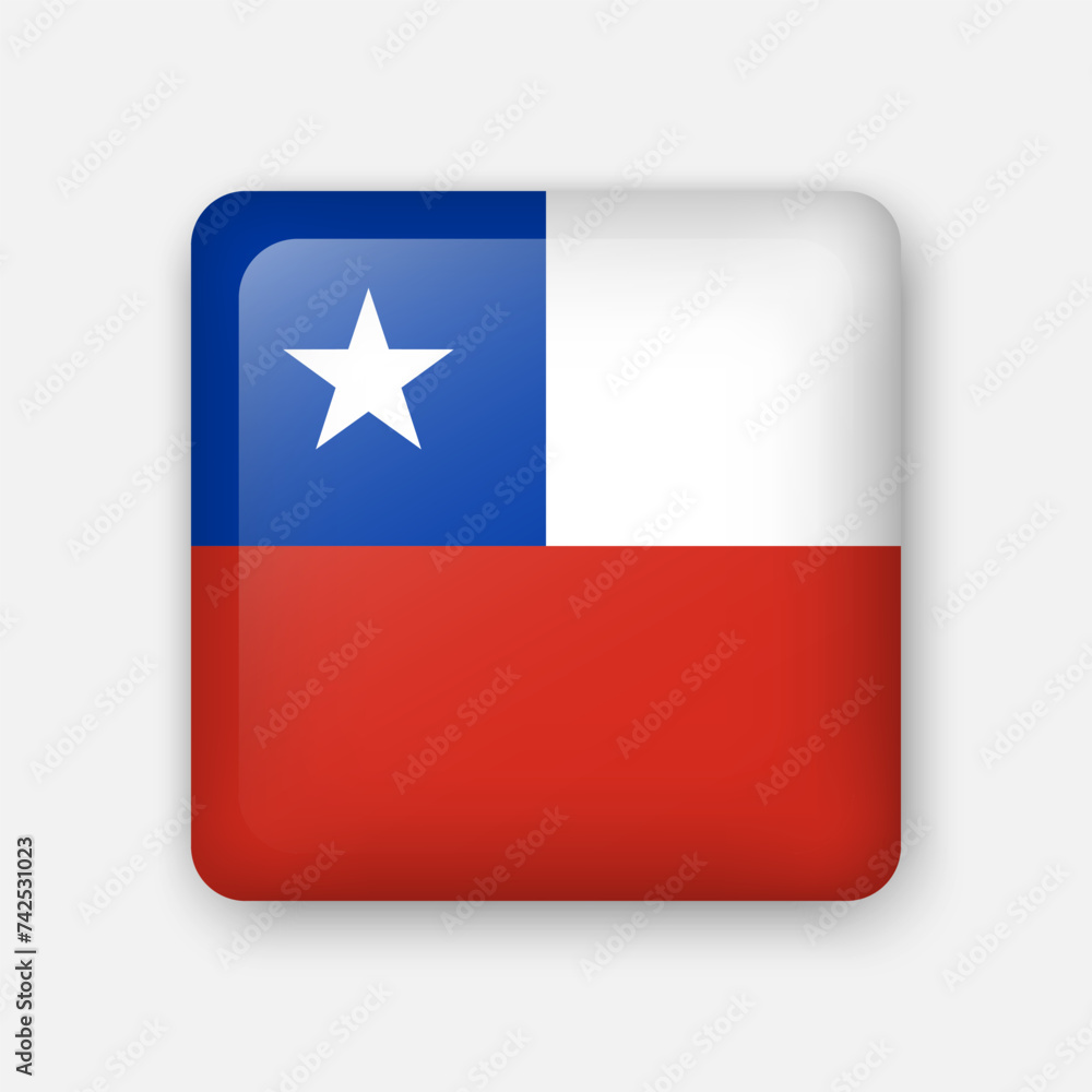 Chile flag glass icon. Square vector element with shadow. Best for mobile apps, UI and web design. Chile flag glass icon. Square vector element with shadow. Best for mobile apps, UI and web design.