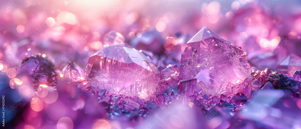 Macro of a crystal quartz, showcasing the natural beauty and intricate patterns of precious gemstones Macro of a crystal quartz, showcasing the natural beauty and intricate patterns of precious gemstones