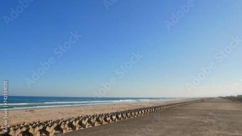 Beach, sea, Tetrapods and blue sky
