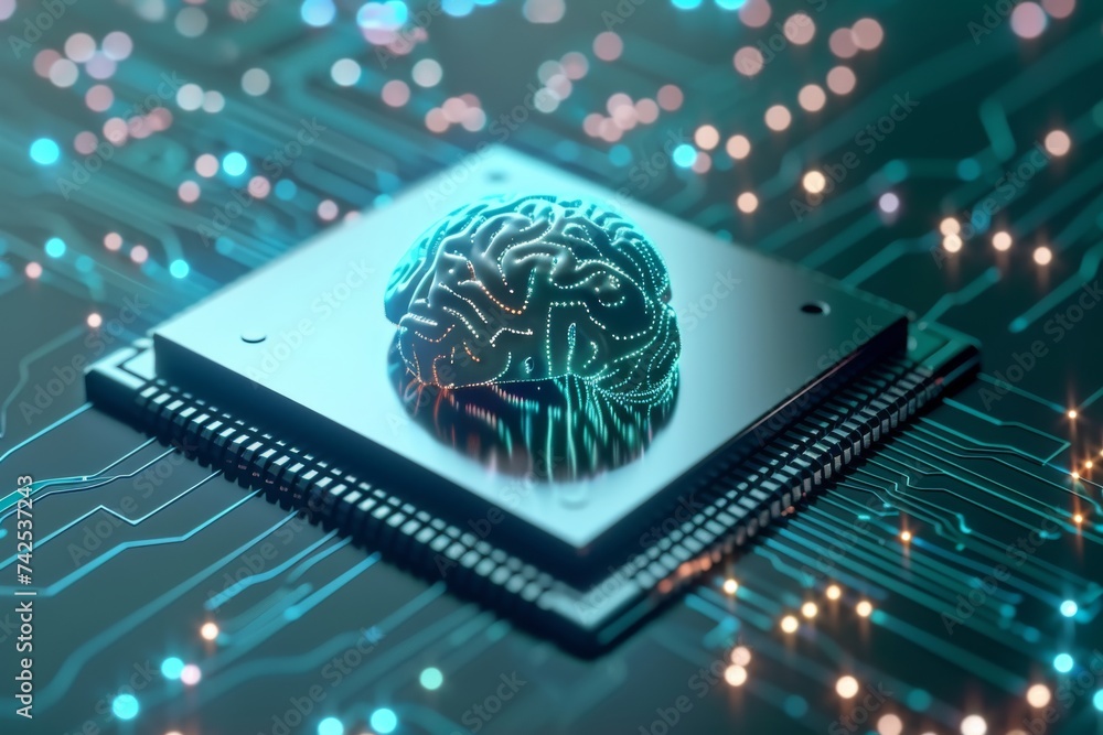 AI Brain Chip mcu. Artificial Intelligence dorsal mind server business ...