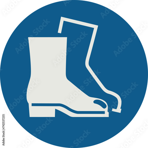 OBLIGATION SIGN PICTOGRAM, WEAR FOOT PROTECTION ISO 7010 – M008, VECTOR