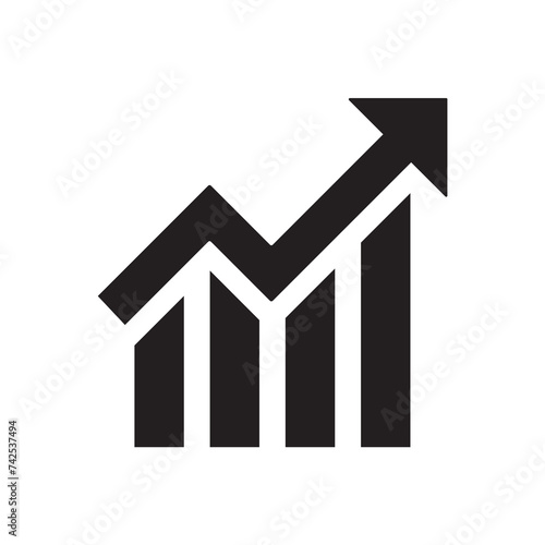 Profit growing icon. Isolated vector icon. Progress bar. Growing graph icon graph sign. Chart increase profit. Growth success arrow icon