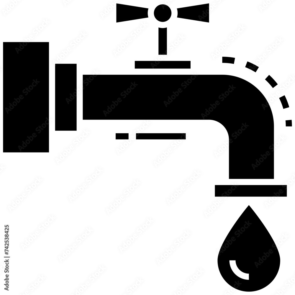 Water tap glyph icon Water tap glyph icon