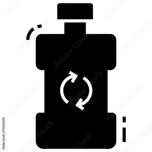 Renewable bottle glyph icon 