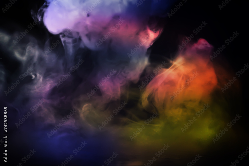 multicolor smoke on black background