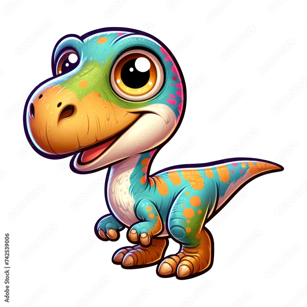 Fototapeta premium Cute Dinosaur Cartoon. Gallimimus Clipart