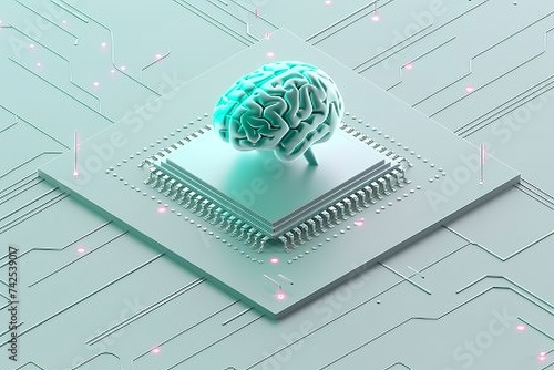 AI Brain Chip mapping. Artificial Intelligence semiconductor human amygdala mind circuit board. Neuronal network semiconductor physics smart computer processor hdd