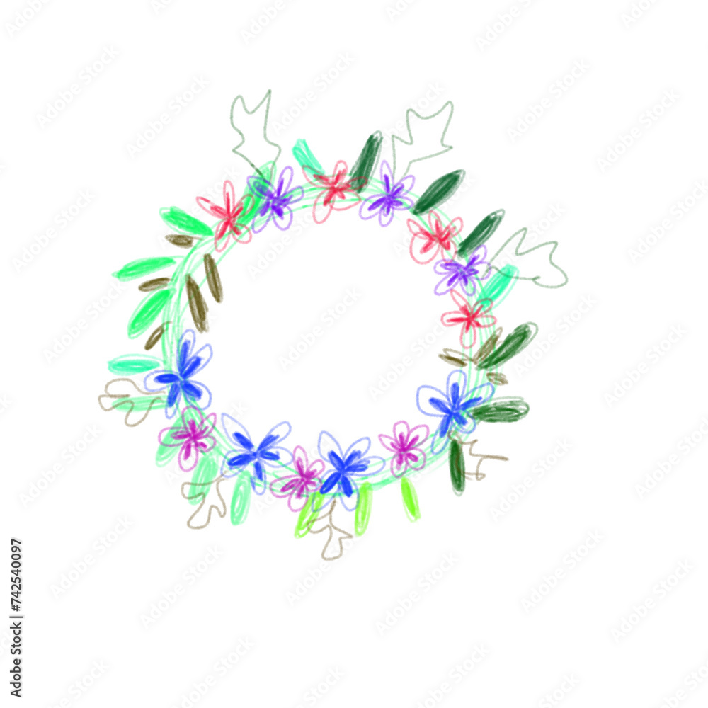 Green blue watercolor wreath