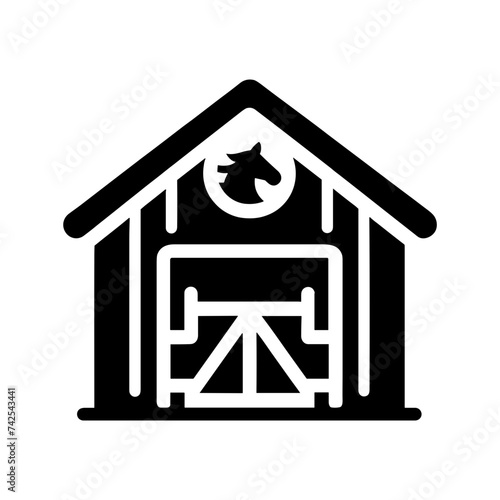 Simple Horse Stable Icon Vector In Trendy Flat Isolated On White Background. Used For Equestrian Or Farm-Related Content, It Embodies Rustic Charm In A Minimalist Design.