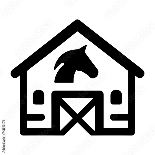 Simple Horse Stable Icon Vector In Trendy Flat Isolated On White Background. Used For Equestrian Or Farm-Related Content, It Embodies Rustic Charm In A Minimalist Design.
