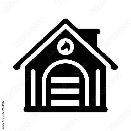 Simple Horse Stable Icon Vector In Trendy Flat Isolated On White Background. Used For Equestrian Or Farm-Related Content, It Embodies Rustic Charm In A Minimalist Design.