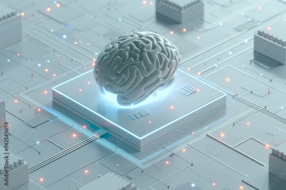 AI Brain Chip icon. Artificial Intelligence neurodegenerative mind ...