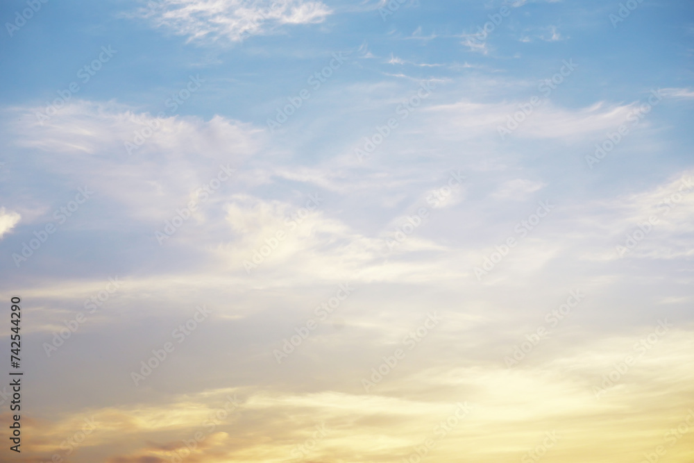 Sky landscape with clouds in pastel colors