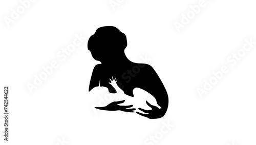 Breastfeeding emblem, black isolated silhouette
