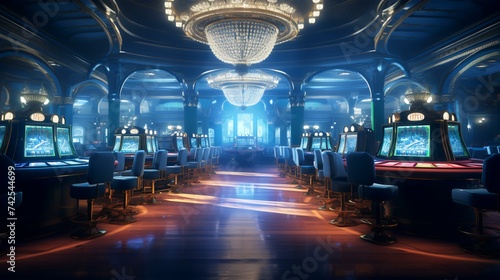 Casino Hall for Gambling - Roulette and Slot Machines

 photo