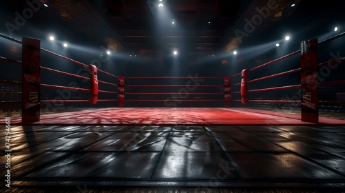 Epic Empty Boxing Ring in the Spotlight on the Night   © Devian Art