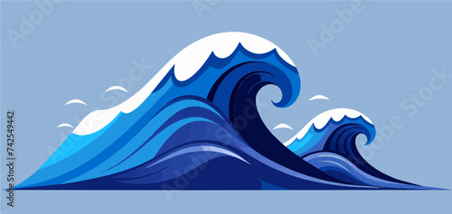gracefully amidst ocean waves and marine life in vibrant vector illustration © Uncle-Ice