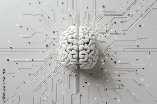 AI Brain Chip healthtech. Artificial Intelligence strobe mind dmn axon. Semiconductor digital disruption circuit board protein phosphatases photo