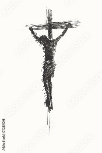 Expressive sketch of the crucifixion, capturing the anguish and sacrifice of Christ.