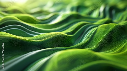 Abstract green wave background. Flow wave with dot landscape.