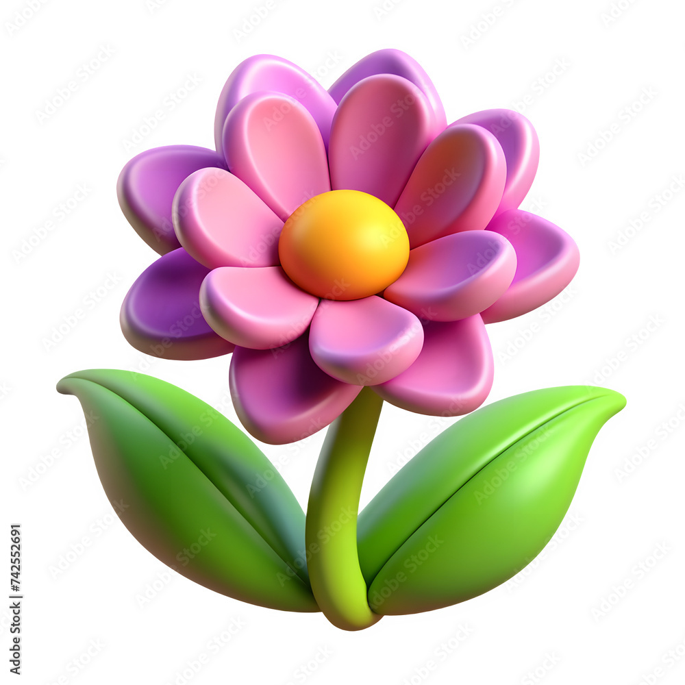 Naklejka premium 3d cartoon illustration of a flower