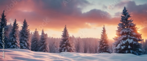 Suggestioni Invernali- Paesaggio di Natura Incontaminata sotto un Cielo Infuocato al Tramonto