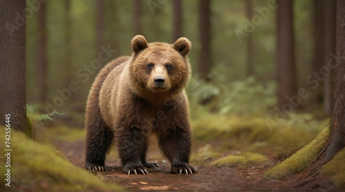 High angle shot of an adorable brown bear . Genrative.AI 
