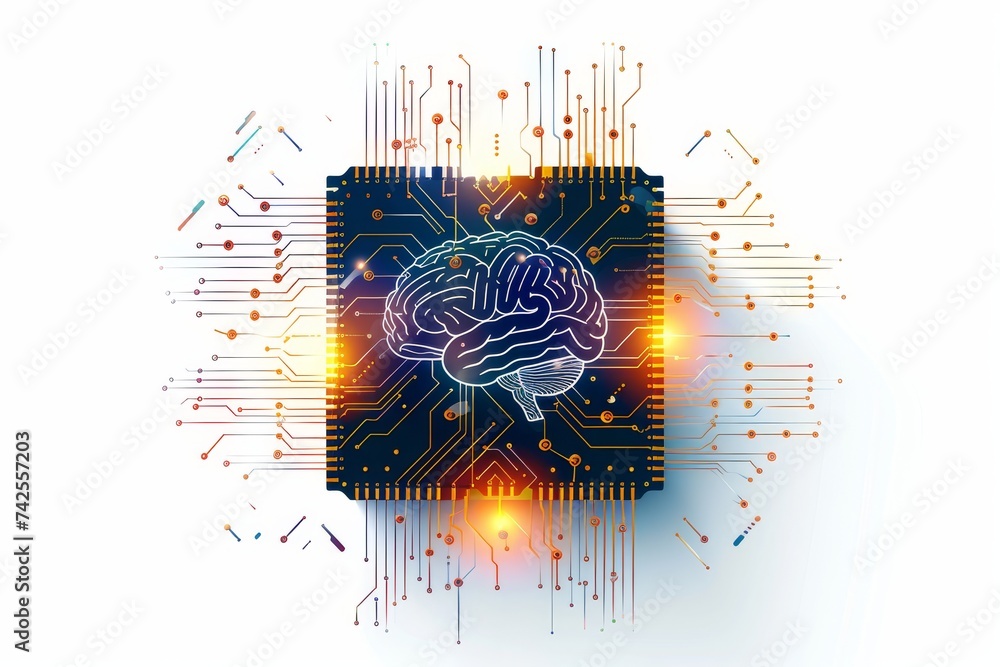 AI Brain Chip mild. Artificial Intelligence design mind generative ...