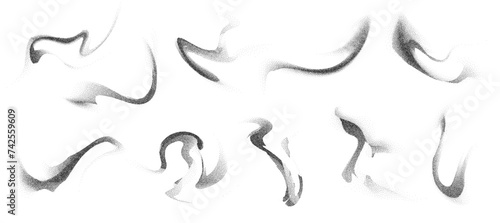 Dotwork abstract shapes, black grain texture, Abstract stipple sand effect, gradient from dots. Vector illustration.