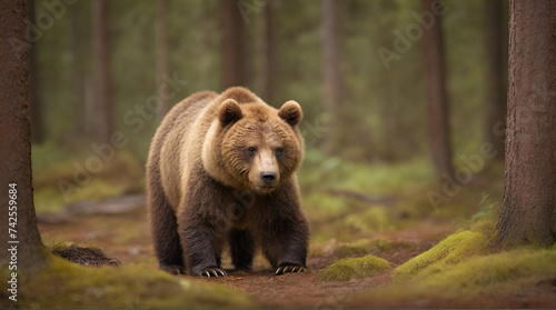 High angle shot of an adorable brown bear . Genrative.AI 