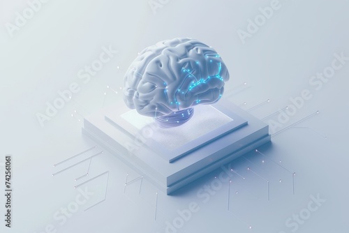 AI Brain Chip ultra. Artificial Intelligence consultations mind ligand gated ion channels axon. Semiconductor cognitive computing system circuit board prefrontal cortex photo