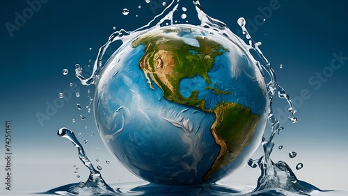Saving water and world environmental protection concept. Eearth  globe  ecology  nature  planet concepts