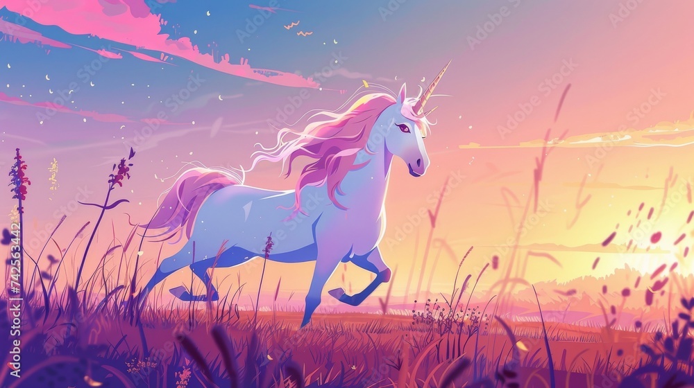 A tenderhearted unicorn prancing through a meadow spreading joy and hope A tenderhearted unicorn prancing through a meadow spreading joy and hope
