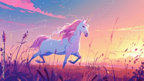 A tenderhearted unicorn prancing through a meadow spreading joy and hope