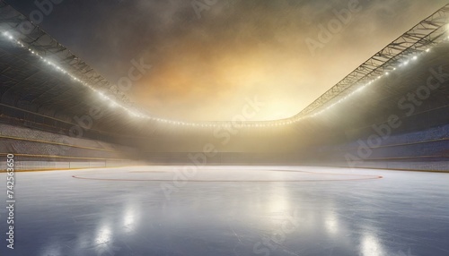 Frozen Arena: Empty Ice Hockey Stadium Rink"